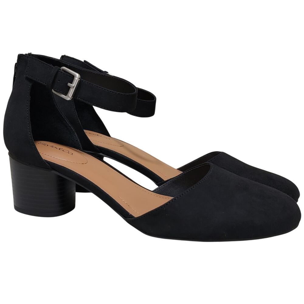 Style & Co Women Alinaa Ankle Strap D'orsay Pump Heels Size US 11M Black MC